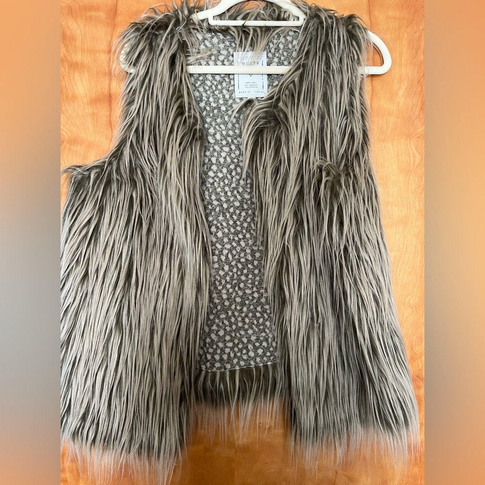 Guess Tan Blend Faux Fur Vest
